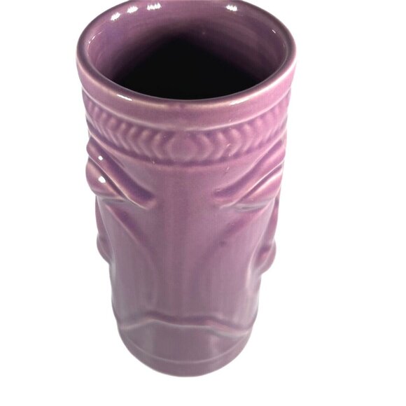 Purple Ceramic Tiki Mug Tribal Face Design Accoutrements Double side - Picture 3 of 8